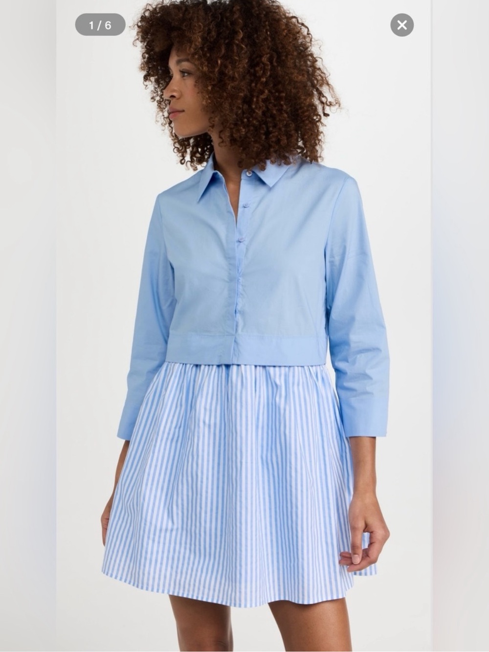 English Factory Stripe mixed media Contrast Shirt Mini Dress Size XS